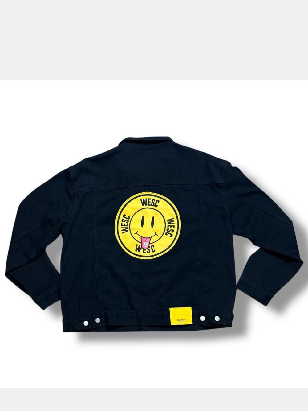 Wesc Black Jean Jacket with Yellow Smiley Patch